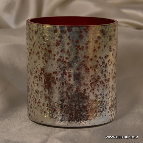 SILVER GLASS DECOR CANDLE HOLDER
