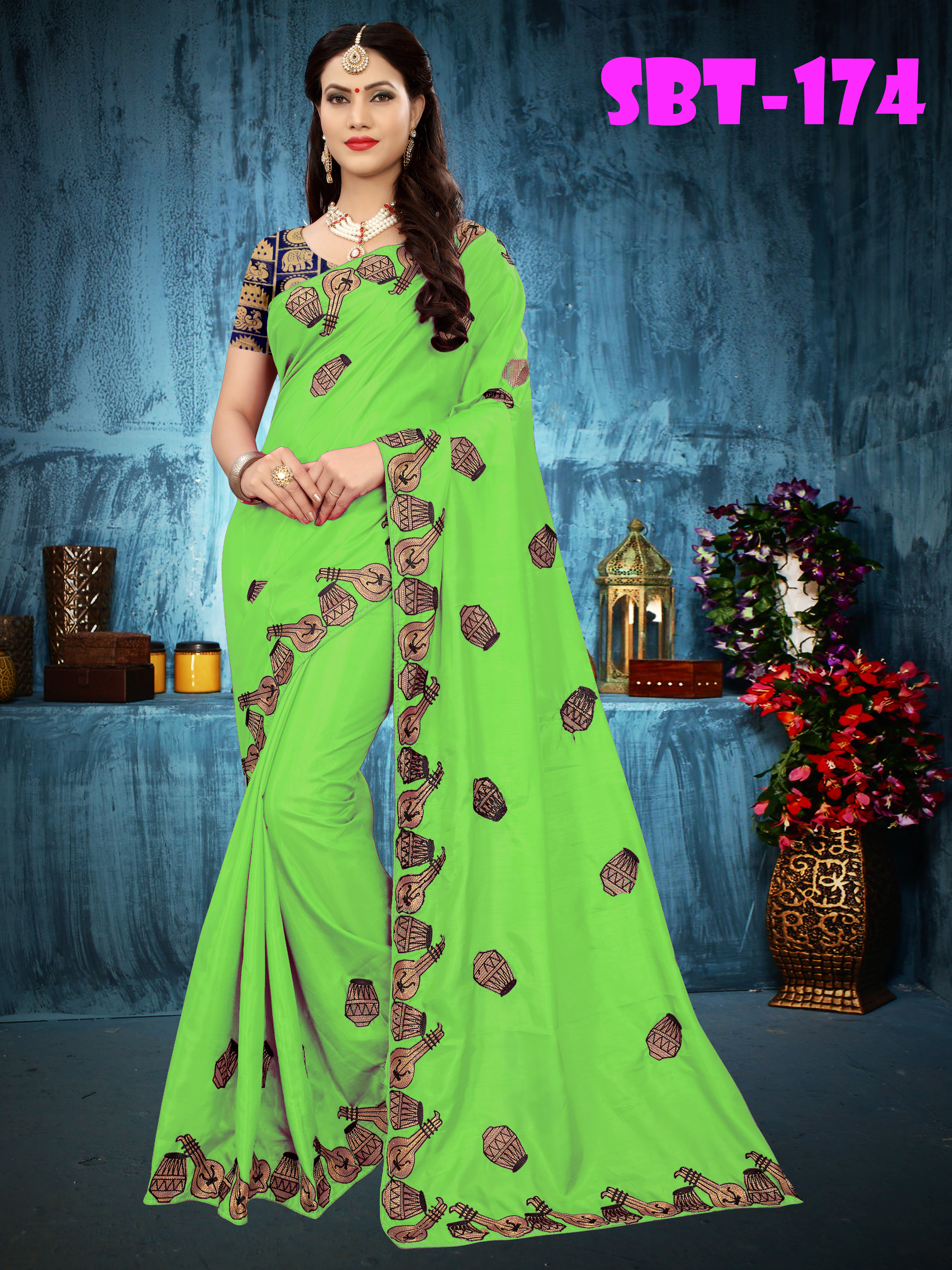 Heavy Embroidery work Sana Silk Saree