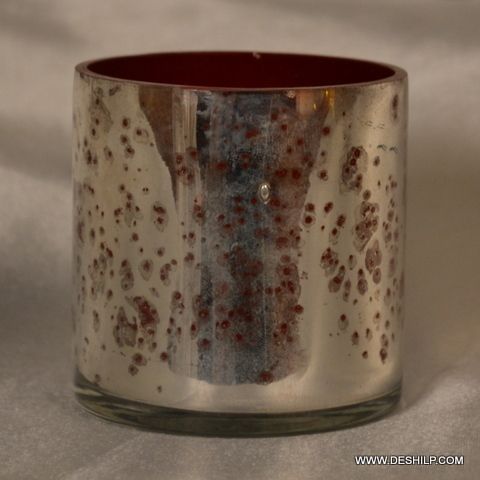 SMALL GLASS SILVER T-LIGHT CANDLE