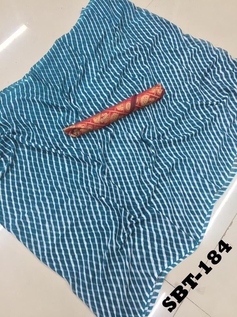 Leheriya Saree with Heavy Brocade