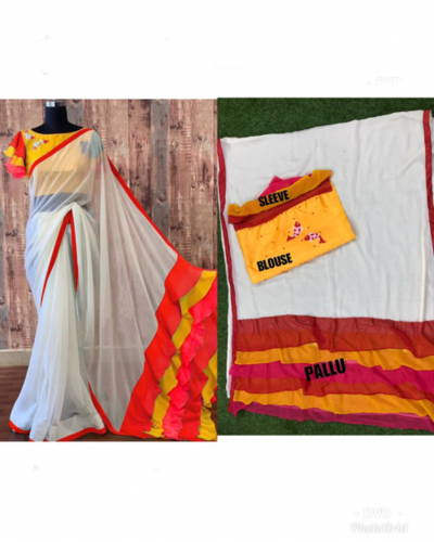 Frill Saree with Embroidery Work