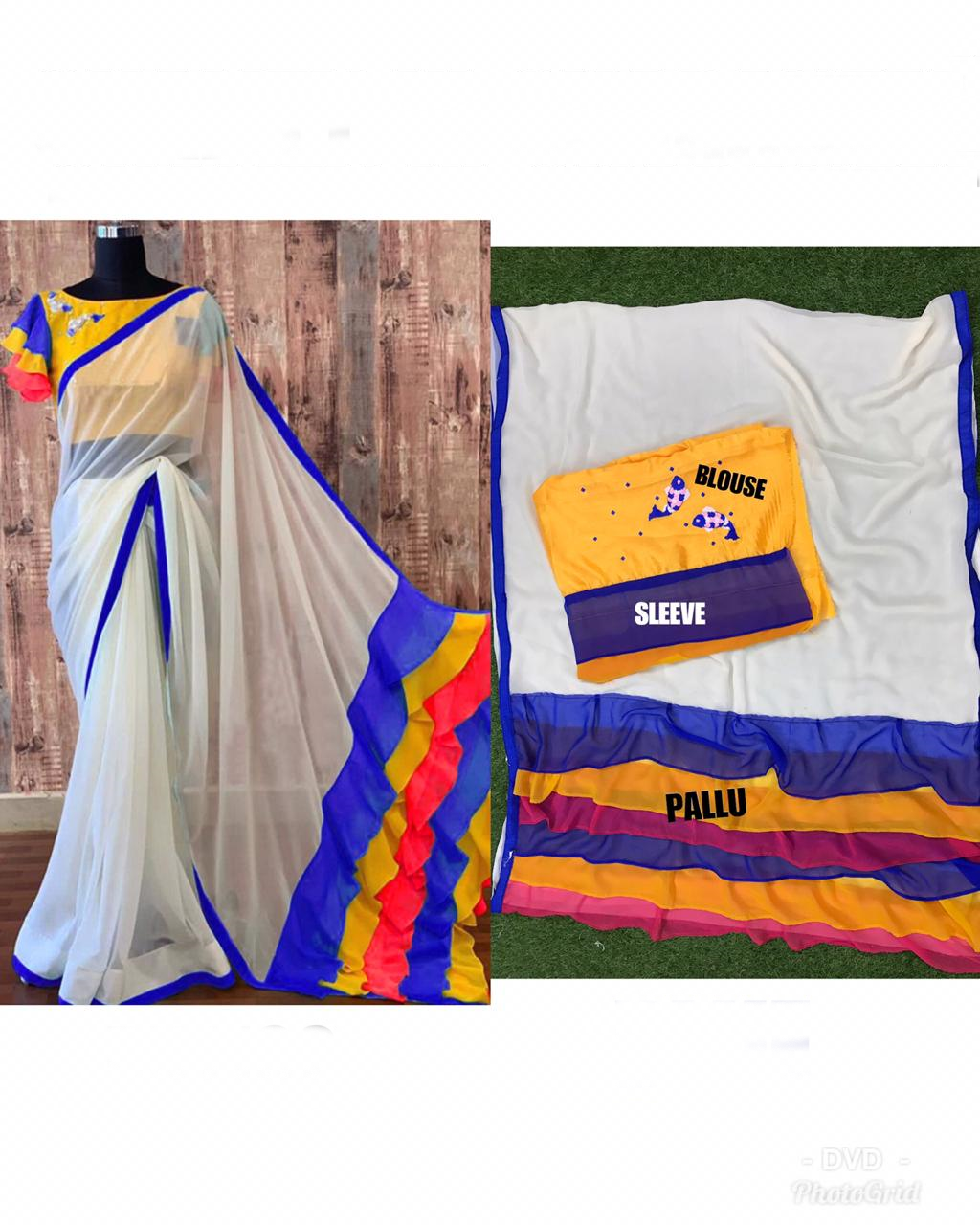 Frill Saree with Embroidery Work