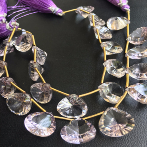 Pink Amethyst Concave Cut Faceted Briolettes Beads