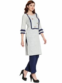 Ladies Grey Cotton Khadi Kurti