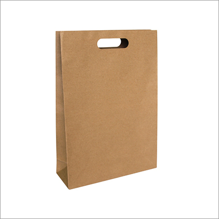 D Cut Handle Plain Paper Bag - Recycled Kraft Paper Moisture Proof and Eco-Friendly Design with Lightweight Durability and Customizable Sizes