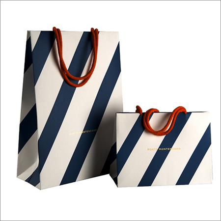 Cotton Rope Handle Printed Paper Bag - High Strength, Eco-Friendly, Variable Sizes, Smooth Finish | Ideal for Food, Garments, Gifts, and More