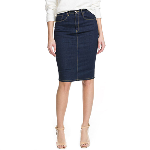 Black And White Ladies Casual Denim Skirt