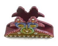 Indian Home Decor Handcrafted Wooden Tissue Paper Peacock Design Box