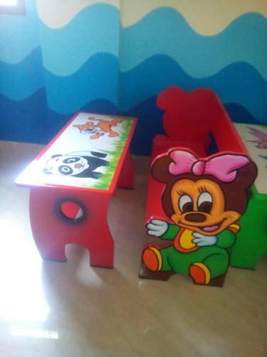 Kids Red Bench - Plastic Material, Eco-Friendly Design, Easy to Clean | French Style Indoor Furniture