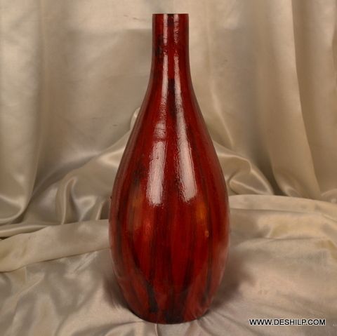 RED GLASS DECOR FLOWER VASE