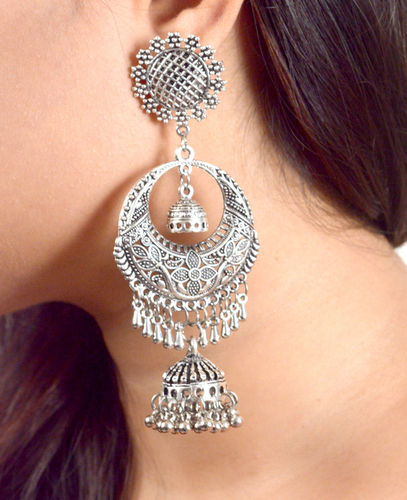 Fashion Stylish Oxidised Silver Earrings