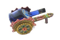 Traditional Indian Handmade Decorative Handicraft Open Wine Bottle Antique Chariot Wooden Case