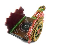 Traditional Indian Handmade Decorative Handicraft Open Wine Bottle Antique Chariot Wooden Case