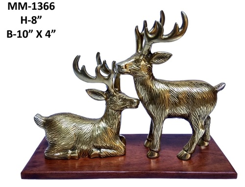 Deer Pair in Brass with wood Base