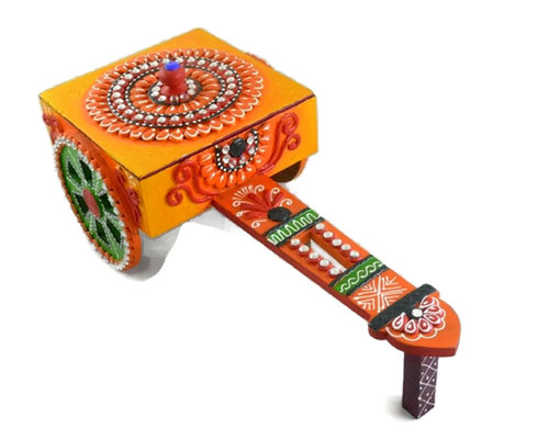 Wood Traditional Indian Handmade Decorative Handicraft Antique Chariot Wooden Dry Fruit Case