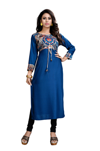 Blue Color Embroidery Kurti