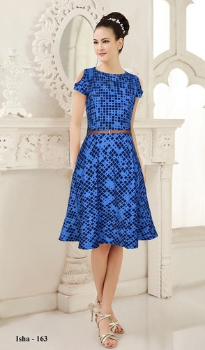 Exclusive Designer Navy Blue Frock Suit - Polyester Material, 35-37 Inch Length | Short Sleeves, Washable, All Season Wear
