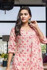 Designer Cotton Printed Long  Kurti