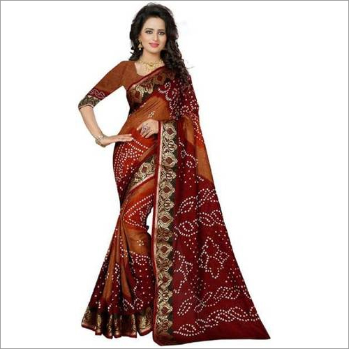 Printed Bandhani Bhagalpuri Saree