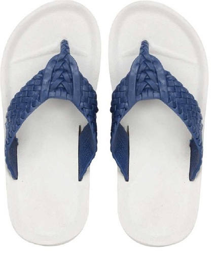 V Shape Blue Men's Slippers - Rubber Material, Stylish V Shape Design for Comfort and Durability