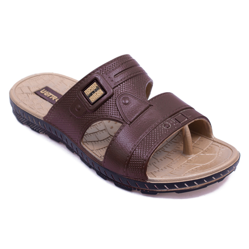 Brown Mens Slipper - Rubber Material, Slip-On Style | Comfortable and Versatile Footwear for Everyday Use