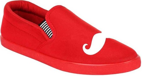 Red Canvas Shoe - Rubber Material, Round Toe Style | Cool Dry Design for Spring, Summer, and Winter Wear