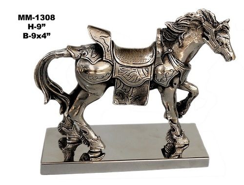 Aluminum Horse Metal Statue Showpiece with base