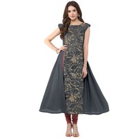 Printed Crepe Kurtis - Crepe Fabric, Sizes Xs-xxxl, Trendy Green Printed Design, Short Sleeve, Perfect For Summer Ethnic Wear