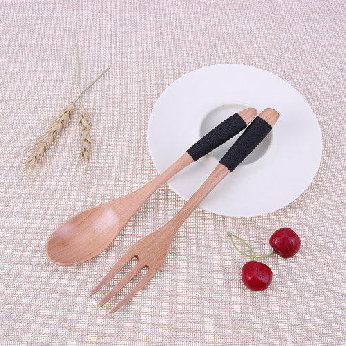 White And Brown Portable Tableware Wooden Cutlery