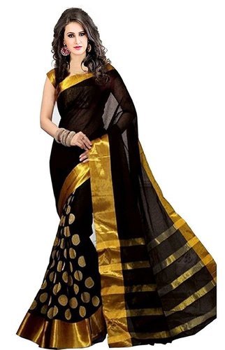 Heavy Embroidery Work Cotton Silk Saree