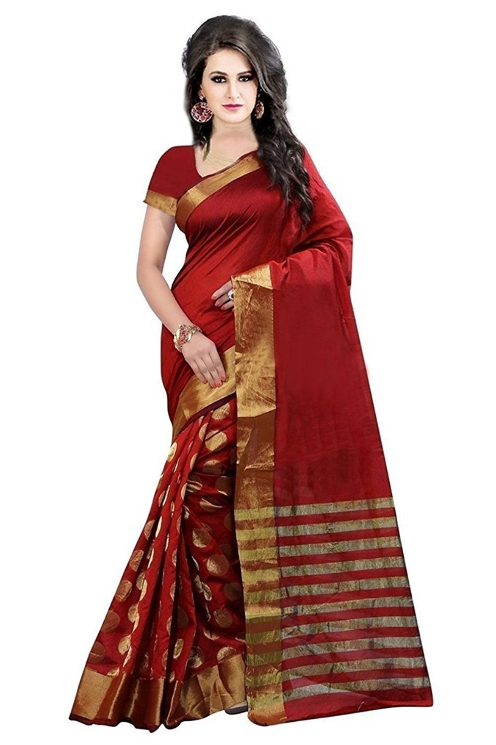 Heavy Embroidery Work Cotton Silk Saree
