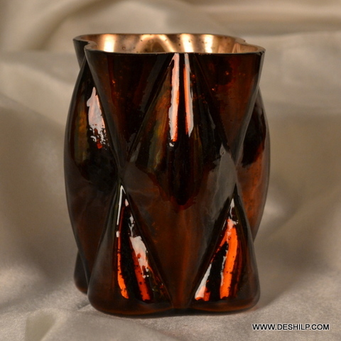 SILVER GLASS BROWN COLOR CANDLE HOLDER