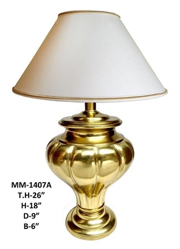 Brass Decorative Table Lamp With White Shade Size: T.H:26" H:18" D-9" B-6"