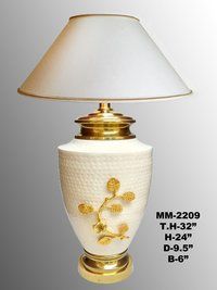Brass Decorative Table Lamp with white Shade