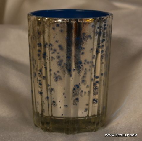 SILVER GLASS T LIGHT CANDLE VOTIVE