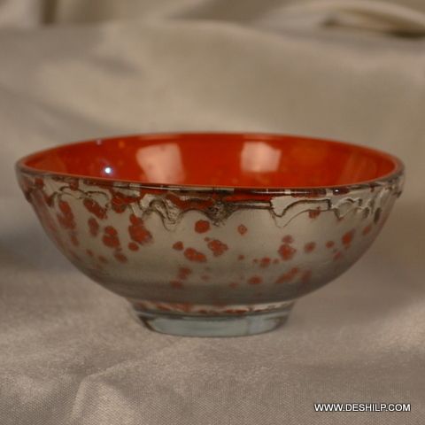 SILVER GLASS ORANGE BOWL