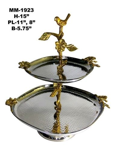 Aluminum Plate Pooja Item with Brass Flower Leaf