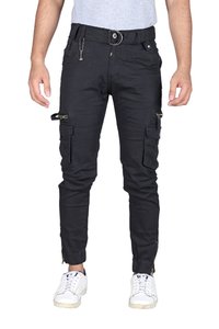 Men Regular Fit Black Cargo Pant