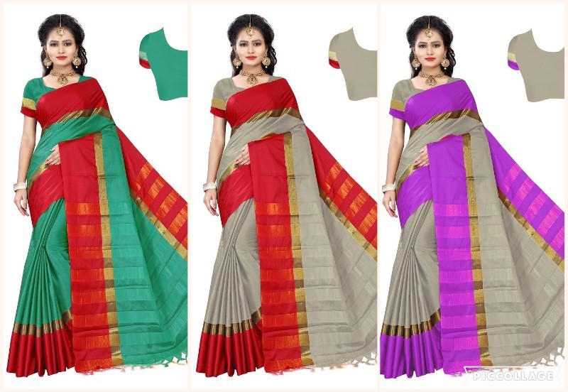 Plain Cotton Silk Saree