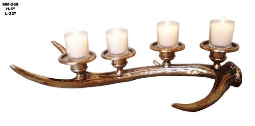 Decorative Glass Candle with antique Brass stick