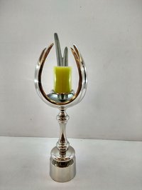 Decorative Glass Candle with antique Brass stick