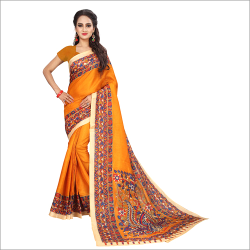 Fancy Kalamkari Design Bhagalpuri Saree