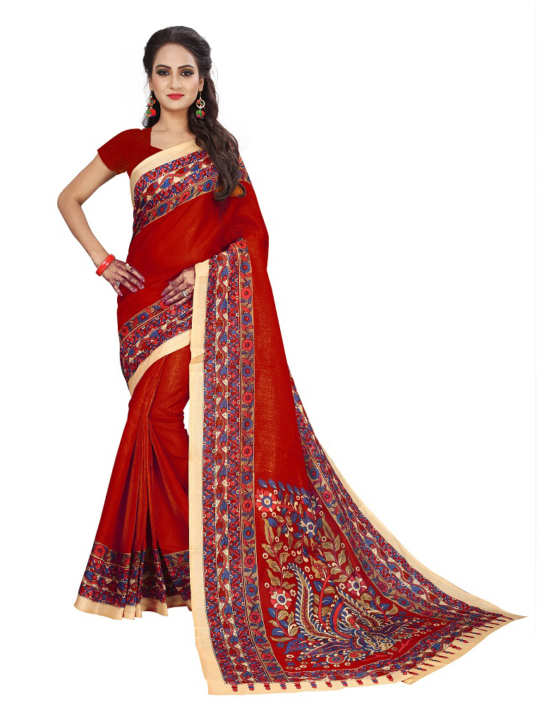 Fancy Kalamkari Design Bhagalpuri Saree