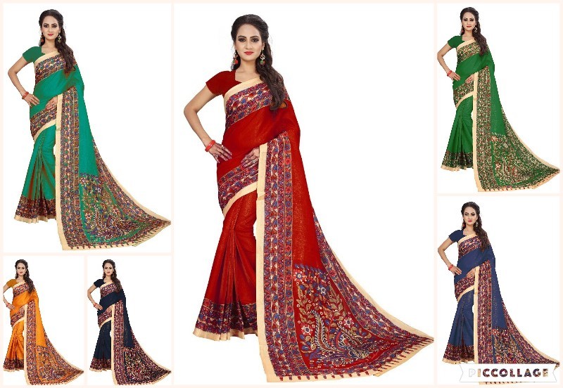 Fancy Kalamkari Design Bhagalpuri Saree