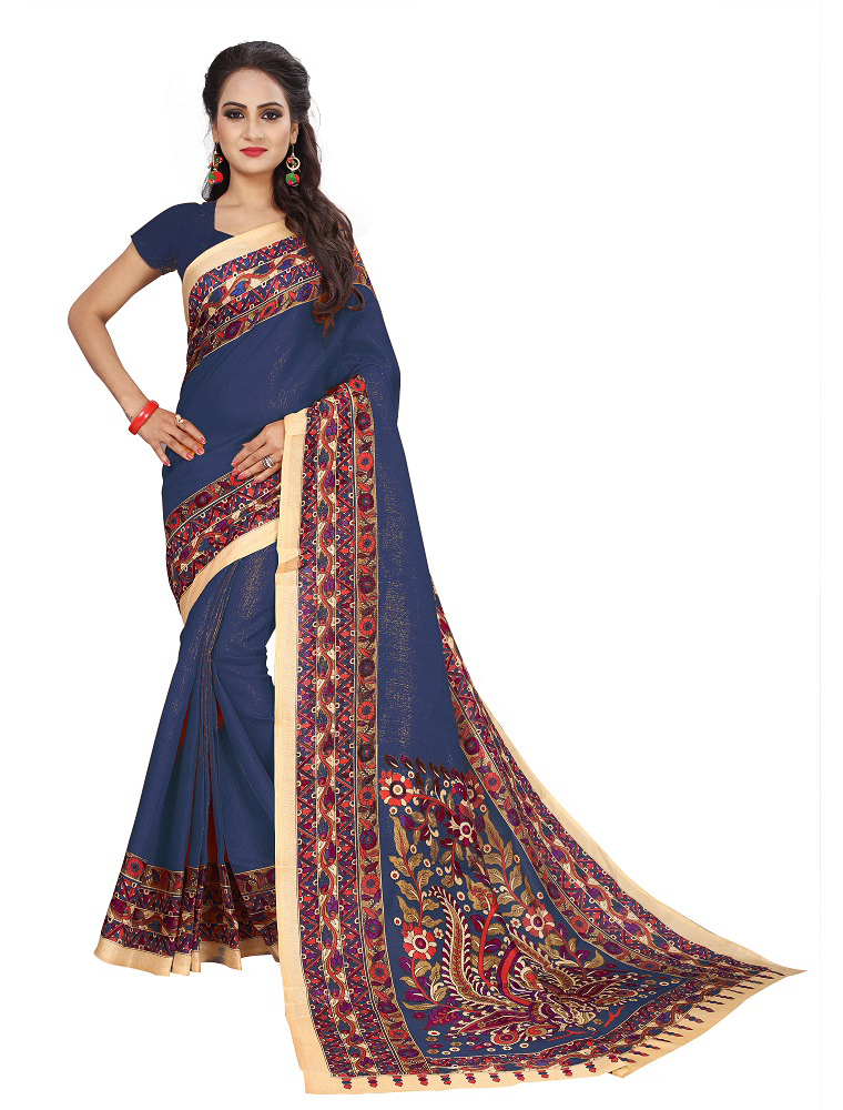 Fancy Kalamkari Design Bhagalpuri Saree