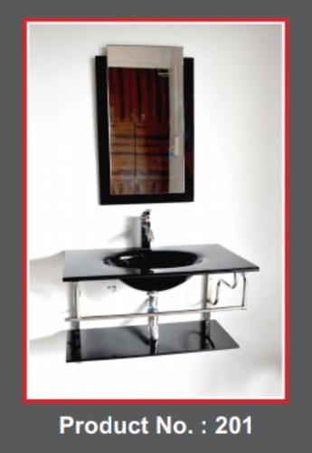 Designer Glass Wash Basin - 21x24 inches, Brown Color | Wall Mounted, One-Piece Structure, 19mm Thickness with Steel Stand, Easy to Fit for Modern Living Room Furnishings