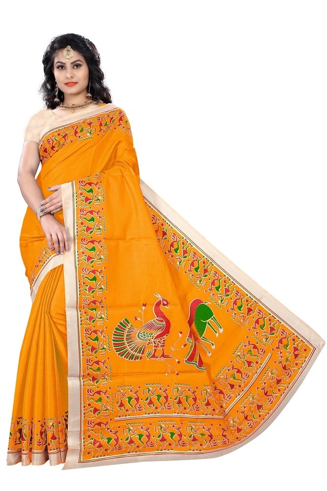 Kalamkari Design Bhagalpuri Saree