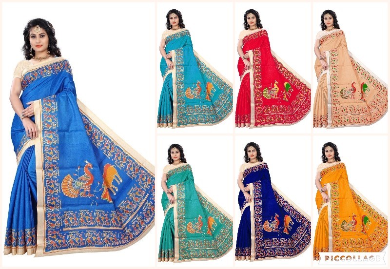 Kalamkari Design Bhagalpuri Saree