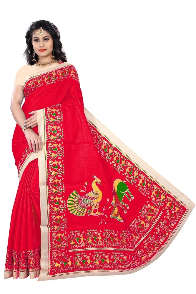 Kalamkari Design Bhagalpuri Saree