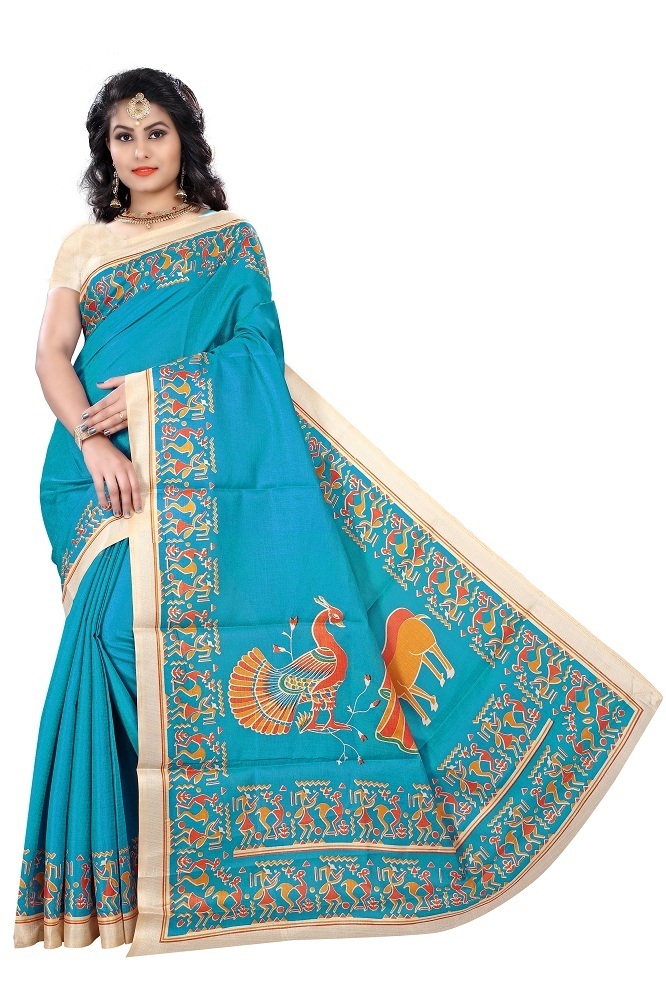 Kalamkari Design Bhagalpuri Saree